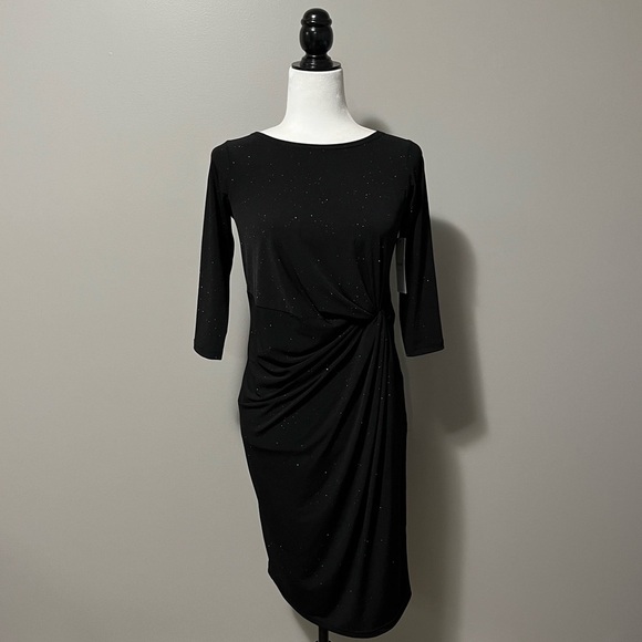 Sympli Side Twist Black Sparkle Fitted Dress - Picture 4 of 15